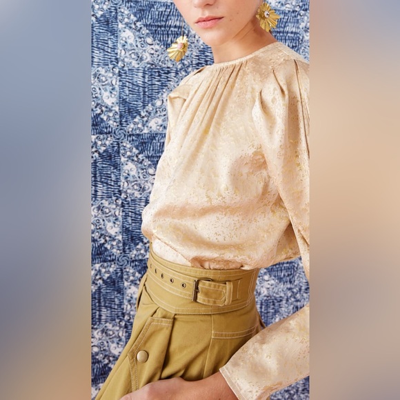 Ulla Johnson Gilded Ballon Sleeve Ivy Blouse in Sand - Picture 6 of 16